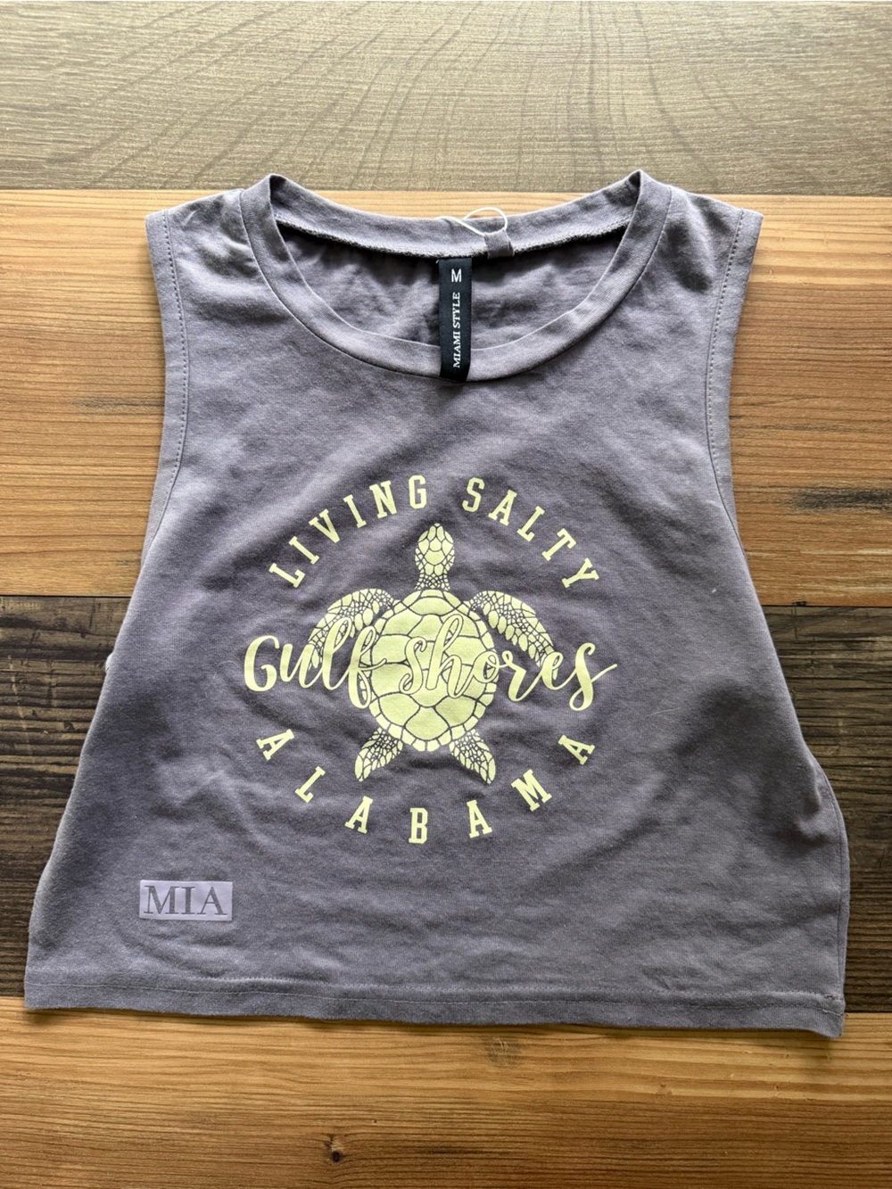 Miami Styles Women’s M Purple Alabama Shores Tank Yellow Sea Turtle Crop Beach